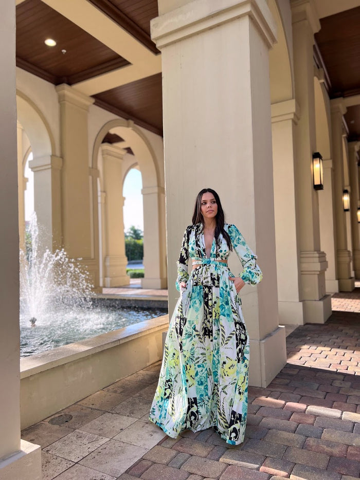 Green Floral Maxi Dress