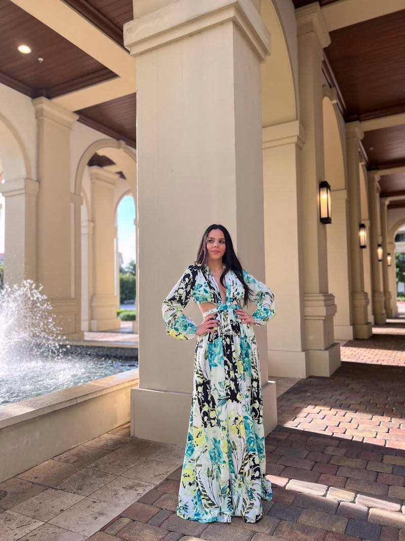 Green Floral Maxi Dress